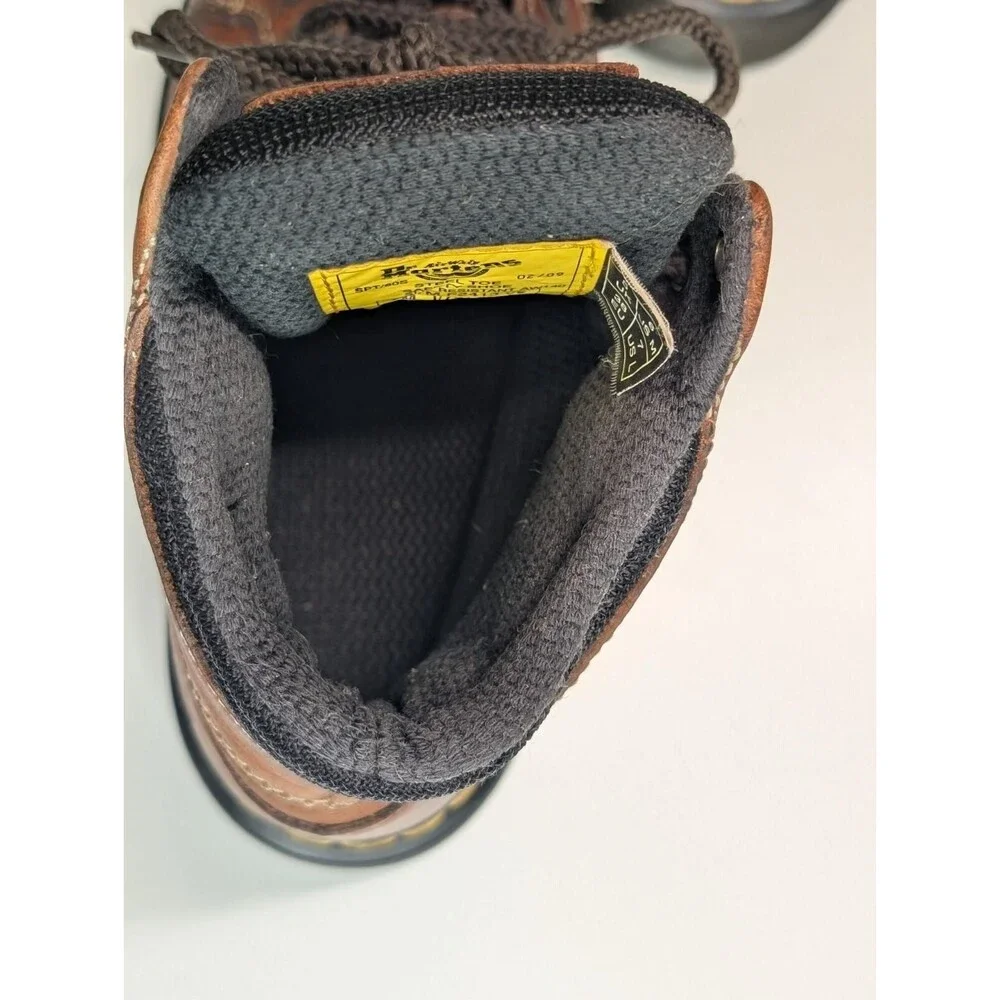 Dr. Martens DM's Industrial Steel Toe Boots Unisex M6/L7 Brow Leather Used VGC